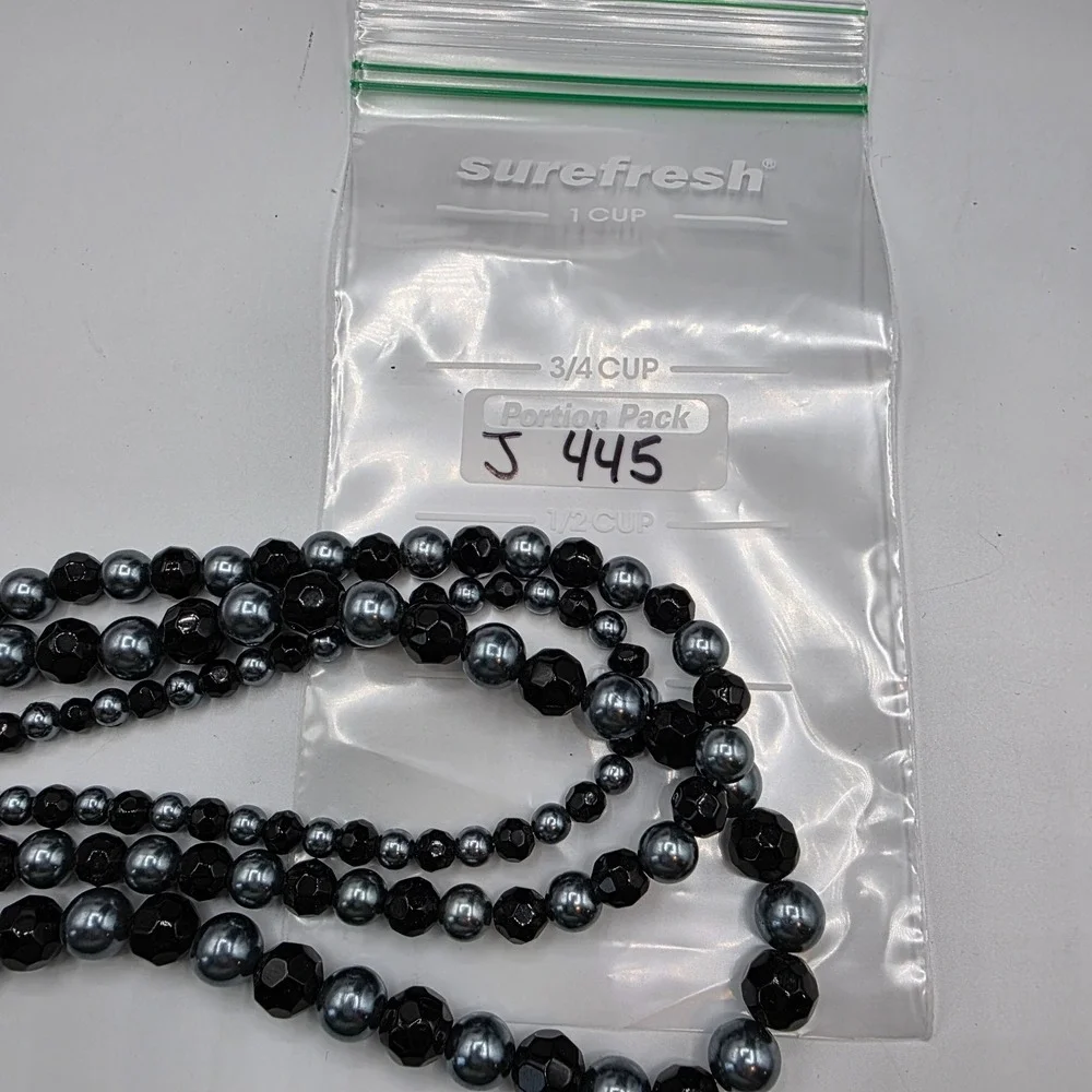 Premier Designs‎ Multi-Strand Beaded Necklace Black Grey Crystal Toggle Clasp